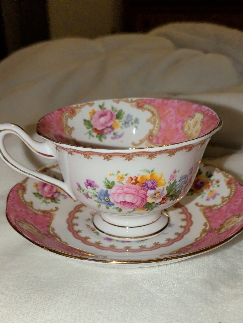 Royal Albert Pink and Gold 'Lady Carlyle' Bone China Cup & Saucer